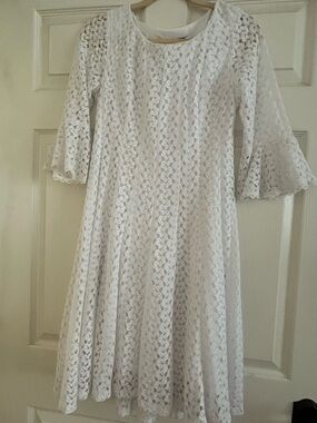 White Lace Long Sleeve Midi Dress